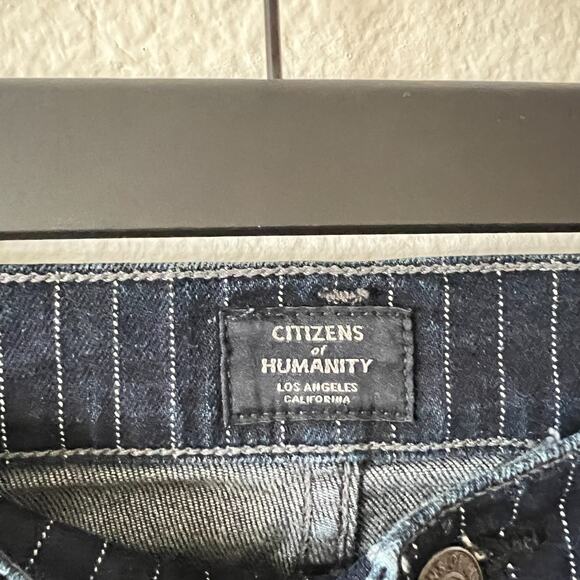 Citizens of Humanity Womens High Rise Striped Cropped Drew Flounce Sz 25 Bell - Picture 3 of 14